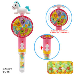 Spin to win prizes pony long tube toy candy for kids